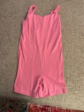 Women's Pink Bike Shorts Romper - Stretchy One-Piece